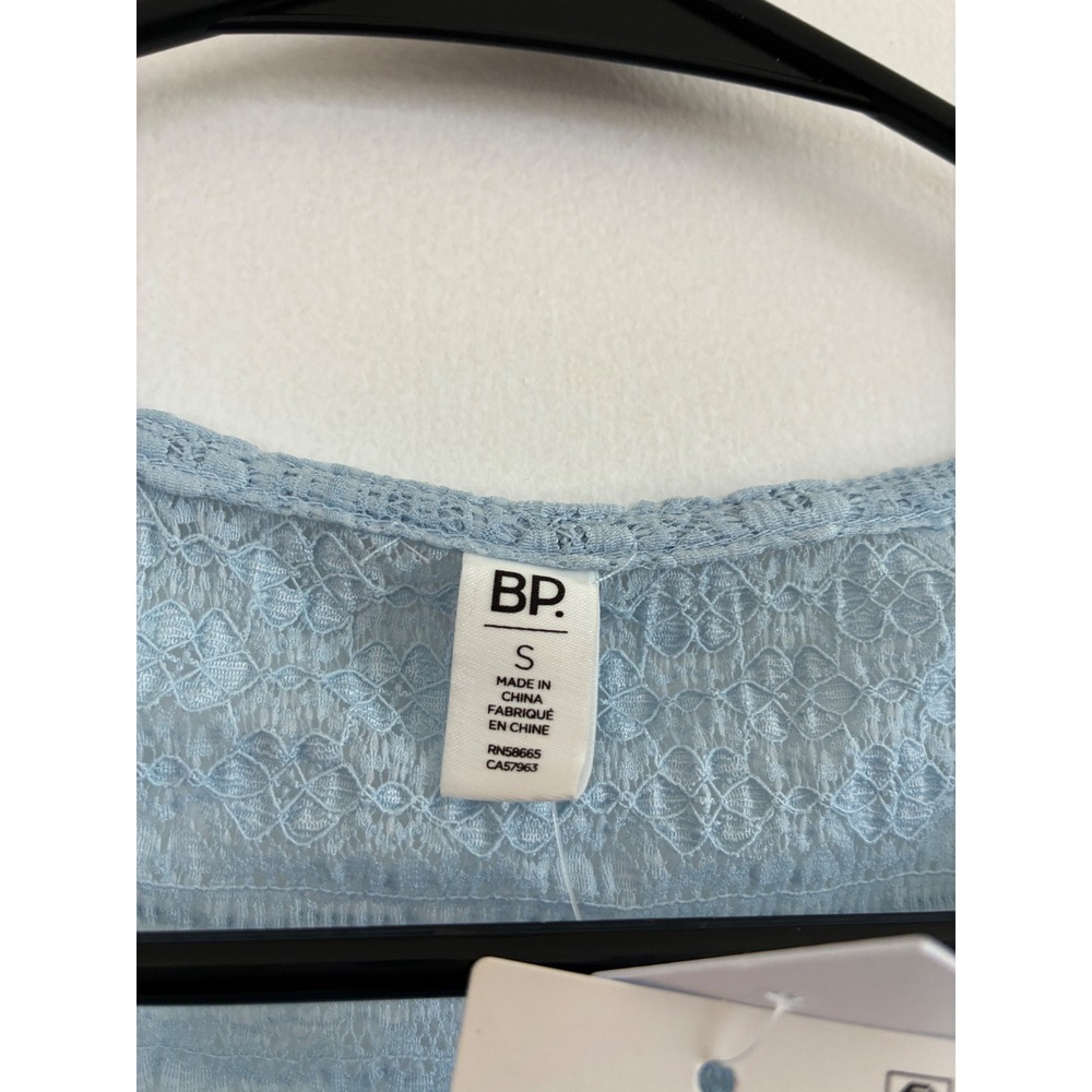 NWT BP. Nordstrom Light Blue‎ Floral Lace Long Sleeve Crop Top Size S - Picture 3 of 6